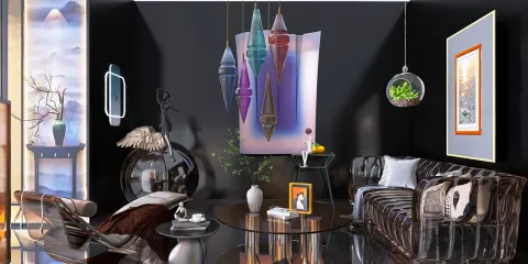 Stylish living room featuring modern furniture arrangement in a contemporary design style, showcasing a blend of aesthetics and functionality with Homestyler's real-time 3D rendering feature.