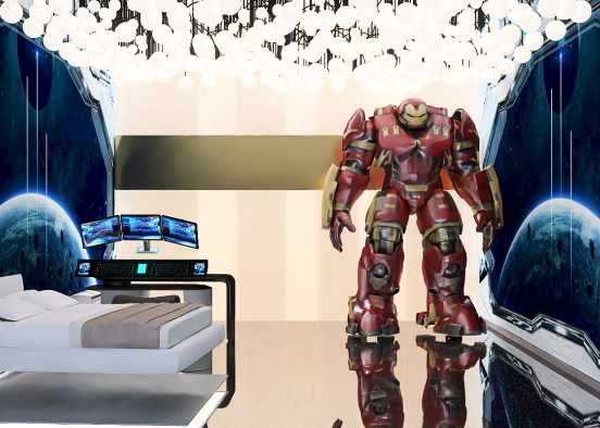 Futuristic iron man bedroom Design Rendering