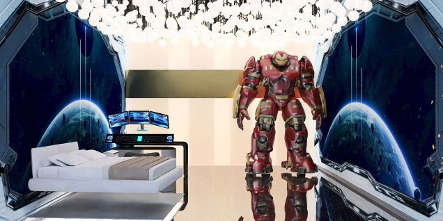 Futuristic iron man bedroom