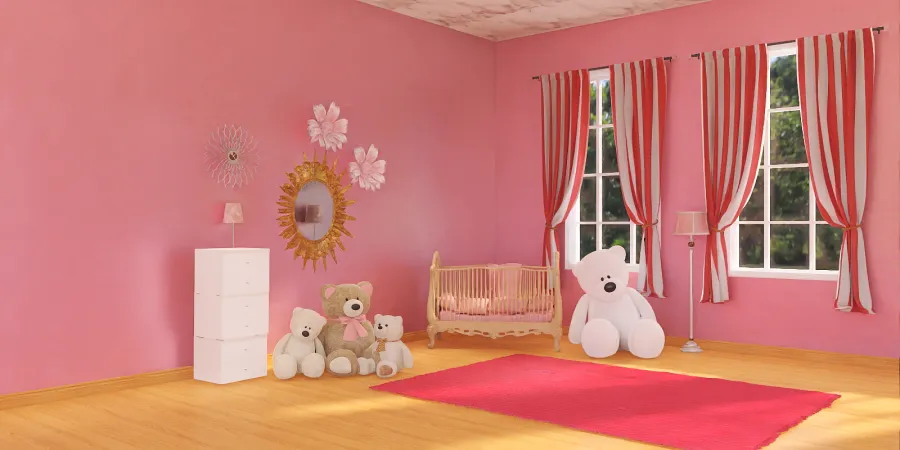 a room with a pink wall and a pink rug 