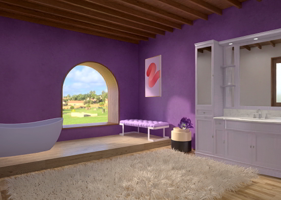Purple bathroom Design Rendering