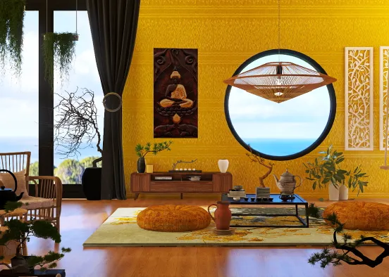 Lemon Grass Tea Yellow Room  Design Rendering