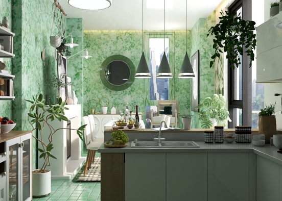 Green marble apartment  Design Rendering