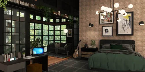 Masculine bedroom / office space