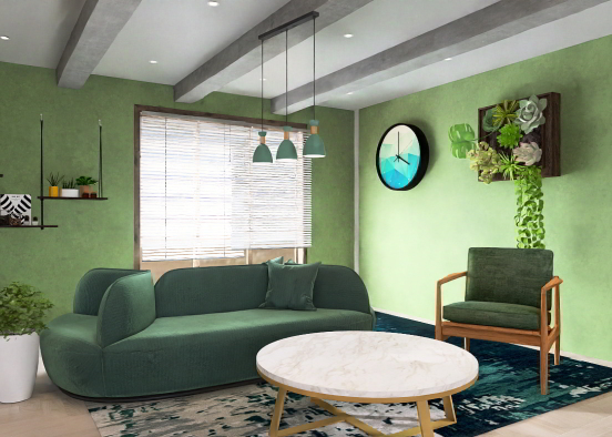 a green beautiful living room🟩 Design Rendering
