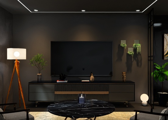 weekly Room - Black Apartment Design Rendering