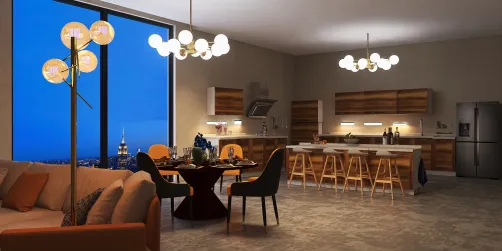 A brown kitchen 