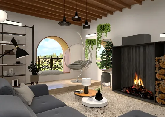 Modern area relax with fireplace Design Rendering