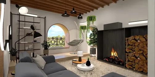 Modern area relax with fireplace