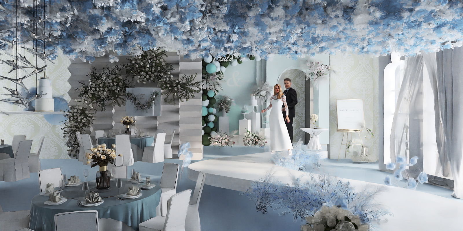 wedding in blue light