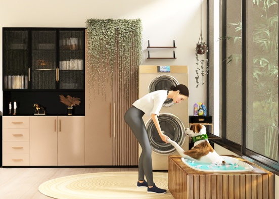 laundry room with dog wash station Design Rendering