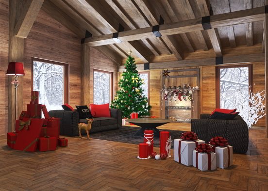Cozy Cabin Christmas Day  Design Rendering