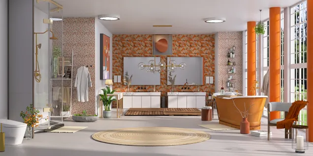 Orange & Neutral all in one Bathroom 🟧⬜