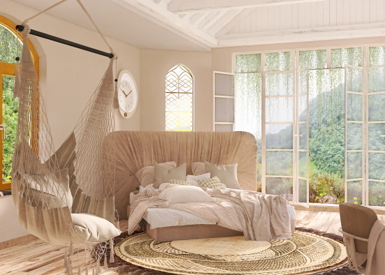 Cream bedroom Design Rendering