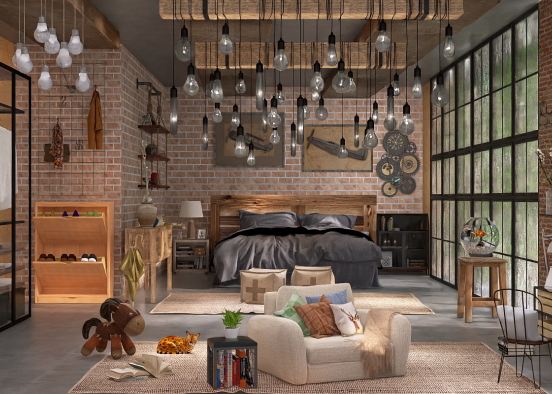 Industrial style bedroom ❣️❣️ Design Rendering