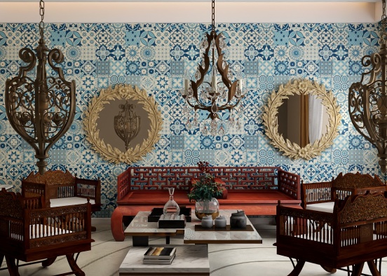 Moroccan style living room idea 💡 Design Rendering