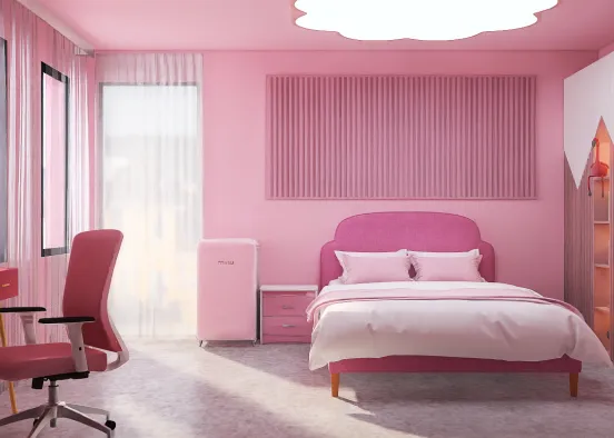simple pink bedroom  Design Rendering