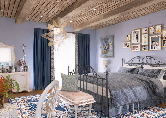 French Provençal Farm Bedroom  Design Rendering