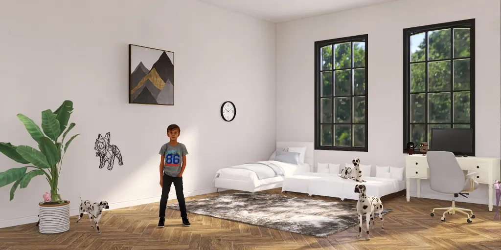 a man standing in a living room next to a wall 