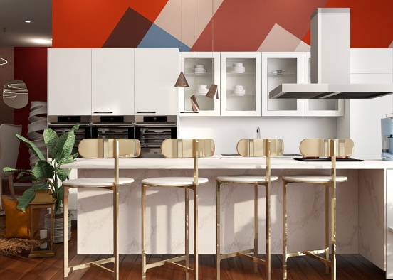 Colour Wallpaper Kitchen Design Rendering