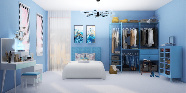 bedroom in light blue tones 🩵