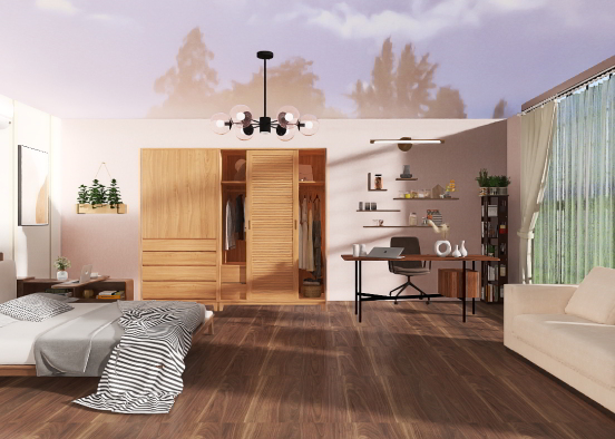 Modern minimalist bedroom Design Rendering