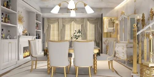 Elegant Gold and White Dining Room