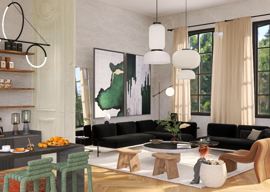 Living room/kitchen open concept  Design Rendering