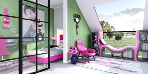 A simple room of a young teenage girl💚💜🖤