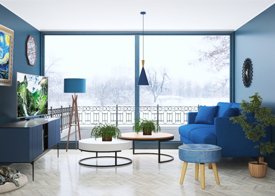 🌸 💙  blue living room  💙 🌸 Design Rendering