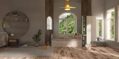 Quarto pequeno simples, tema: azul-bebê