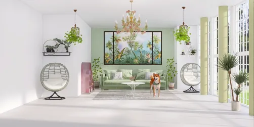 sala verde 💚🌿 ambiente fresco 