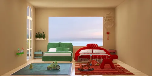 Habitación verde y roja (navidad)