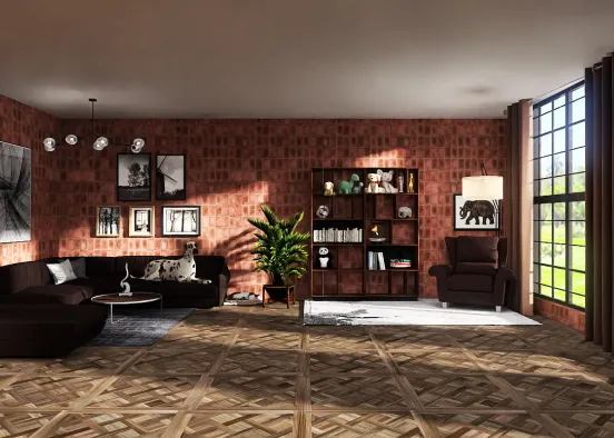 Brick living room Design Rendering