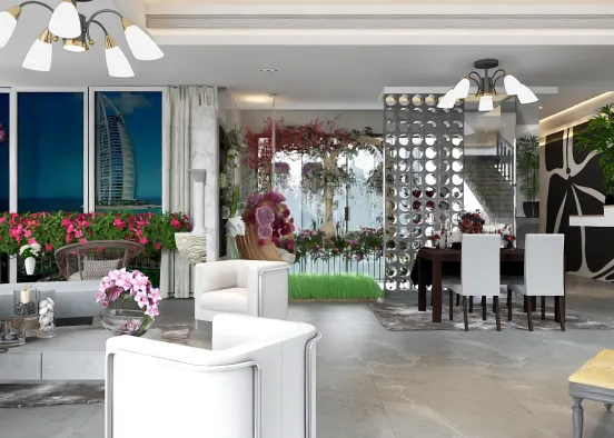 Deluxe indoor garden apartment-Dubai  Design Rendering