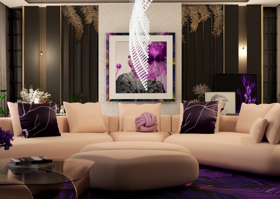 living room Gorgeous lavender colour 💜✨✨✨👏🏻 Design Rendering