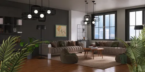 dark aesthetic rustic living room design