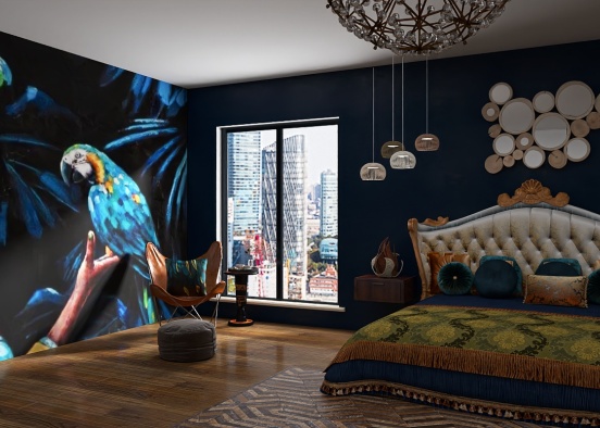 minimalist African inspired bedroom Design Rendering