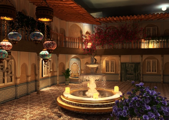 A Moroccan-style house. Design Rendering