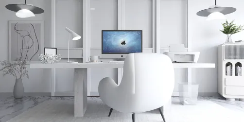 Pure White Home Office 🤍