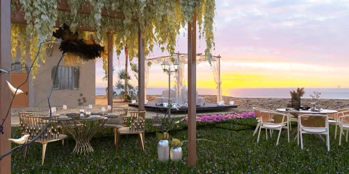 outdoor seating in green resort Bali( Indonesia).