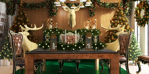 Christmas filled Dining Room