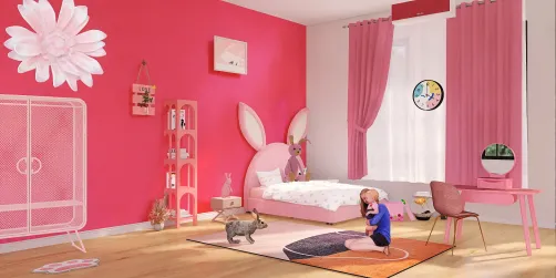 Chambre lapin enfant rose