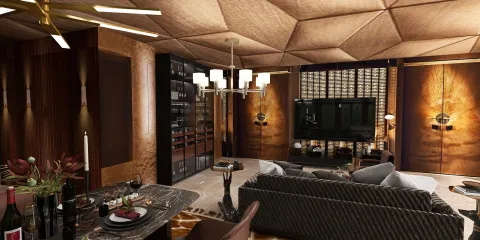luxurious living room showcasing elegant furniture arrangement using Homestyler's real-time 3D rendering feature, enhancing the modern aesthetic of the space.