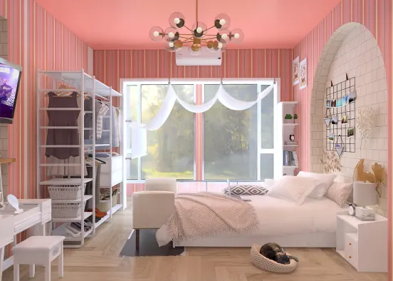 pink-loving girl's dream room  Design Rendering