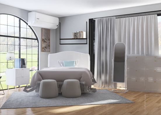 A Nice White Cozy Bedroom Design Rendering
