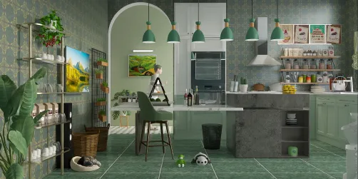 modern green kitchen 
