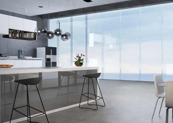Modern kitchen with a view  Design Rendering