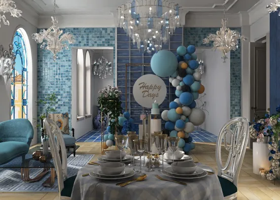 # Grid-patterned topaz/sapphire Renderização de Design