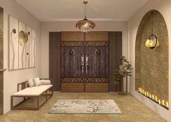 Asian-Style Entryway  Design Rendering